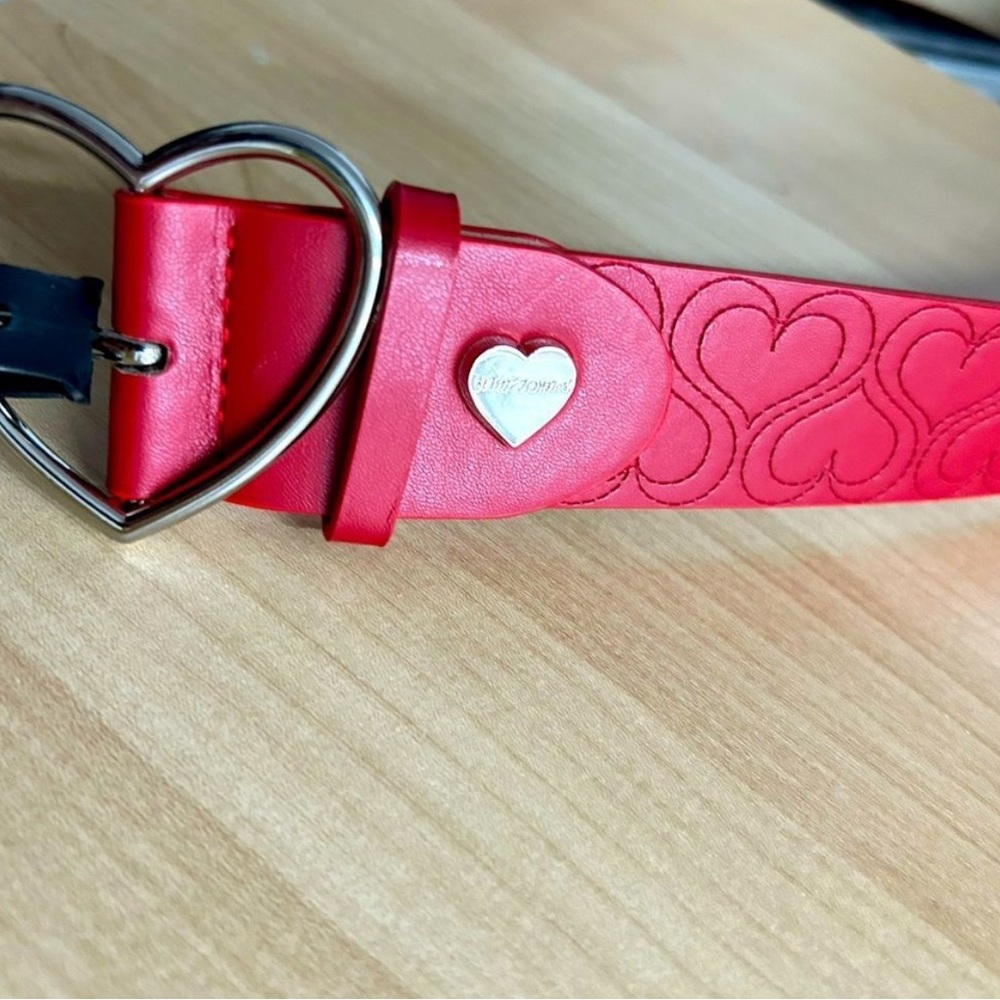 Betsey Johnson Red Heart Embossed Belt size L